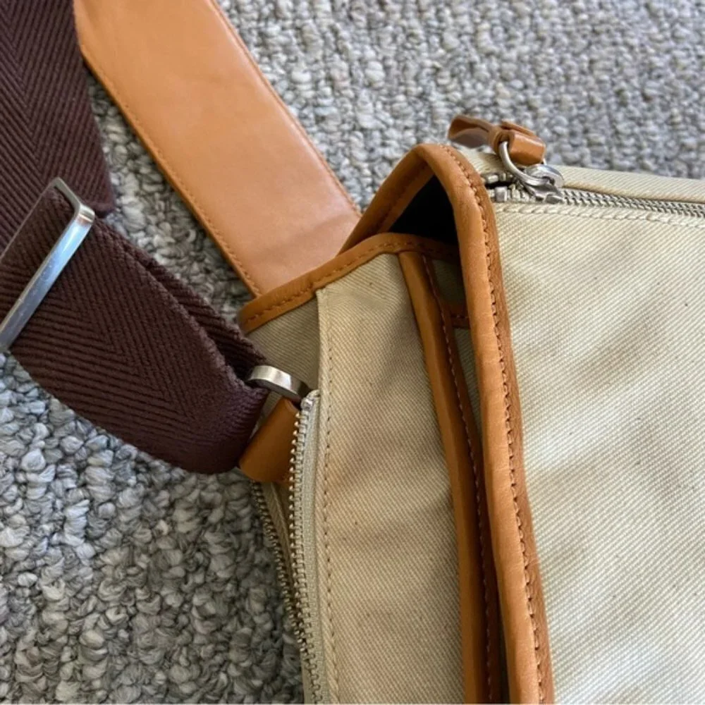 New BODHI laptop satchel messenger bag tan and brown